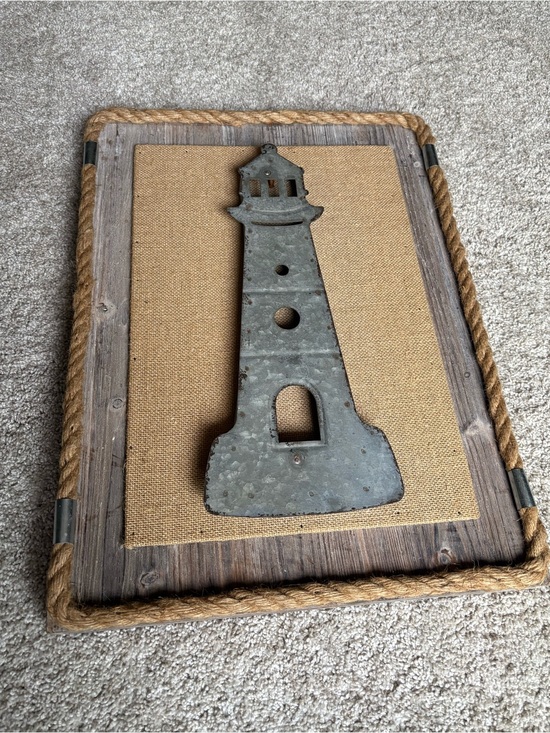 Lighthouse Metal Wall Art Rustic Nautical Metal Lighthouse Wall hanging Decor art pc in Weathered 19”x14”
